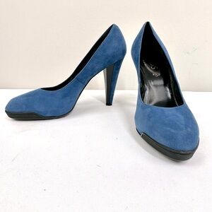 Tod's Blue Suede Heels